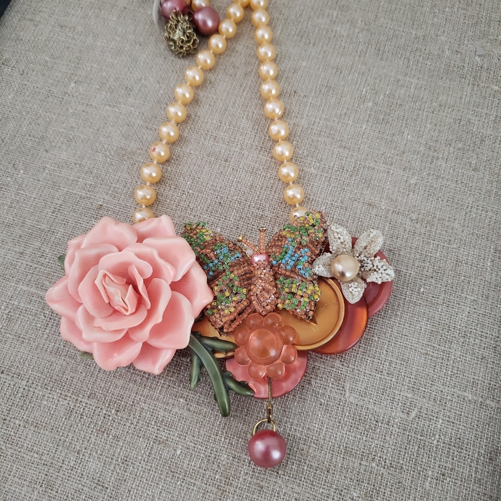 Handmade, vintage button necklace